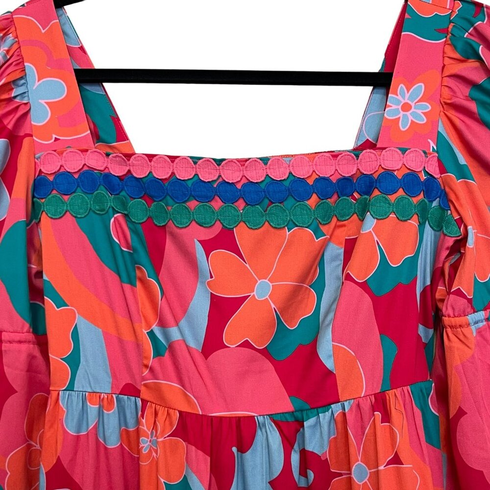 Alden Adair Boho Midi Mia Trippy Dress Pockets Puff Sleeve Size Small NWT - Picture 5 of 11
